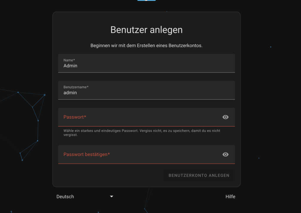 Benutzer anlegen in Homeassistant